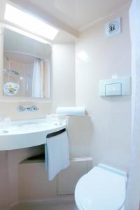 瓦朗斯南瓦朗斯普瑞米尔经典酒店的白色的浴室设有卫生间和水槽。