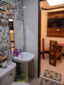科隆爱魁拉酒店的一间带水槽和卫生间的浴室