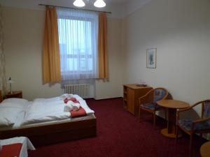 泰尔奇乌塞内赫奥拉酒店的酒店客房带一张床、一张桌子和椅子