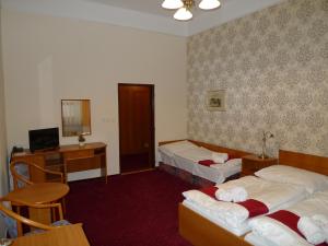 泰尔奇乌塞内赫奥拉酒店的酒店客房配有两张床和一张书桌