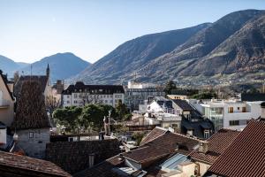 梅拉诺Stay COOPER l Guesthouse zum Löwen的享有以山脉为背景的城市美景