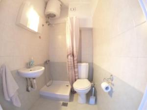 塞萨洛尼基阿拉巴斯一室公寓旅舍的一间带卫生间和水槽的小浴室