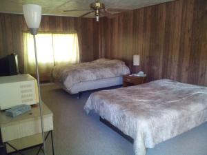 Mount StormMountaineer Motel的酒店客房设有两张床和电视。