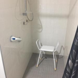 SpreytonAltona Garden Retreat的浴室内配有带白色椅子的淋浴