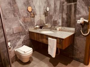 Doğubayazıt德兰精品酒店的一间带水槽和卫生间的浴室