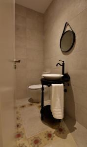 Becerril de CamposSANMARTINA HOTEL的一间带水槽、卫生间和镜子的浴室