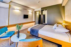 蒂米什瓦拉席尔瓦酒店的酒店客房,配有床和椅子