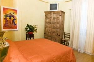莱切伊尔赛迪乐住宿加早餐旅馆的一间卧室配有橙色的床和梳妆台