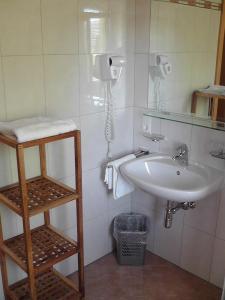 弗拉绍耶格尔公寓的一间带水槽和镜子的浴室