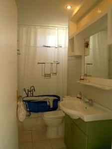 伊罗达帕拉米奥斯公寓酒店的浴室配有卫生间、盥洗盆和浴缸。