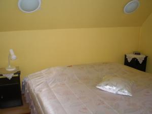 派尔努詹塞尼住宿酒店的黄色墙的房间里一张床位