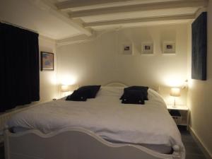 Sint-OedenrodeGastenverblijf 't Nagtegaeltje的卧室配有一张带两个枕头的大白色床