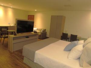 马里亚纳米纳斯传说旅馆的配有一张床和一台平面电视的酒店客房