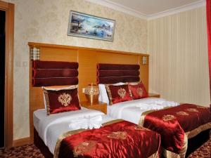 伊斯坦布尔阿尔法酒店的酒店客房 - 带两张红色床罩