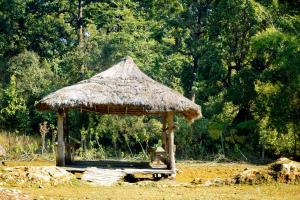 BhurkīāNature Safari Resort的草屋顶的小屋