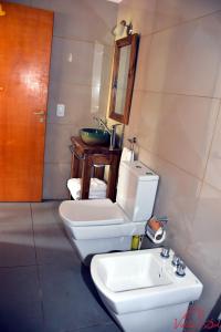 波特雷罗德洛斯弗内斯Posada Valle del Sol的一间带卫生间和水槽的浴室