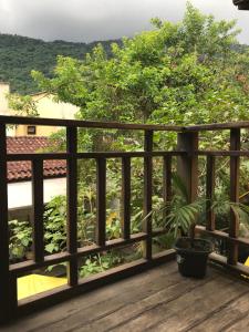 阿布拉奥布甘维尔阁楼公寓的木甲板上种着盆栽植物