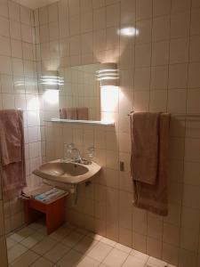 温特和克施泰纳膳食酒店的浴室配有盥洗盆、镜子和毛巾