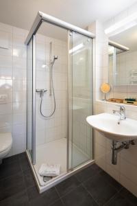 哈斯利伯格Alp n' rose的带淋浴和盥洗盆的浴室