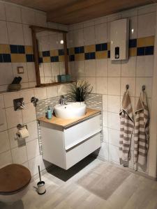 卡塞尔Apartment 003 Kassel Harleshausen的一间带水槽和镜子的浴室