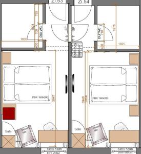 斯图加特阿森贝格酒店的建筑的平面图