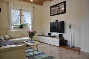 沃尔特湖畔韦尔登Ferienhaus Manuela的带沙发和电视的客厅