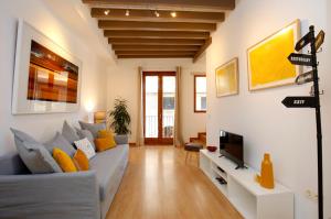 马略卡岛帕尔马Sant Miquel Homes - Turismo de interior的带沙发和电视的客厅