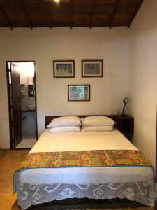 日若卡-迪热里科阿科阿拉Pousada e Restaurante do Paulo的一间卧室配有一张大床和两个枕头