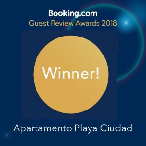 圣克鲁斯-德拉帕尔马Apartamento Playa Ciudad的黄色圆圈,带文本客人评语奖