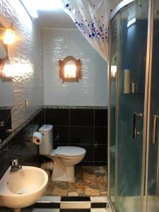 拉巴特达尔卡拉姆旅馆的浴室配有卫生间、盥洗盆和淋浴。