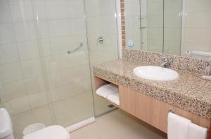 马瑙斯马瑙斯城际酒店的一间带水槽和淋浴的浴室