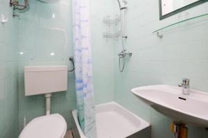 诺瓦利娅Apartment and Rooms Biserka的一间带卫生间和水槽的浴室