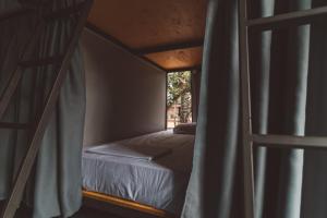 坎布里Laika Hostel的带窗户的客房内的双层床