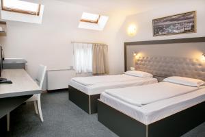 索非亚尼奇酒店 的酒店客房配有两张床和一张书桌