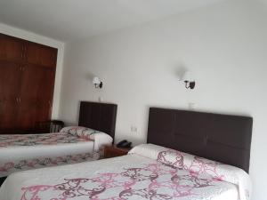 莱佩拉诺里亚酒店的酒店客房设有两张床和两盏灯。