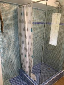 阿尔布费拉奥兰奇特莱斯旅舍的浴室内配有淋浴帘。