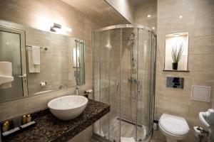 斯塔佐扎格斯基巴尼Spa Hotel Armira的一间带水槽、淋浴和卫生间的浴室