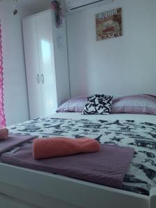 波达卡Apartmani Stanković的一间卧室配有一张带两个枕头的床