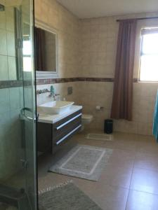 VoigtlandWindhoek Rural Self Catering的一间带水槽、淋浴和卫生间的浴室