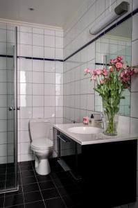 奥斯陆Frogner House - Skovveien的浴室设有卫生间和花瓶水槽。