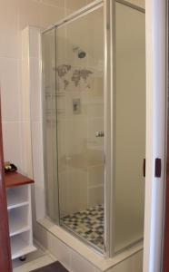 吕德里茨Tranquility Self Catering的浴室里设有玻璃门淋浴