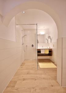 瑟弗浩斯欧泊拉赫尔公寓的带淋浴的浴室和玻璃门