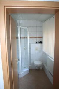 希勒巴德格瑞霍普酒店的带淋浴和卫生间的浴室