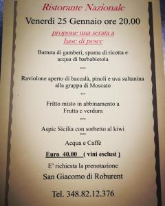 圣贾科莫Albergo Nazionale的贵族马马米特菜单的照片