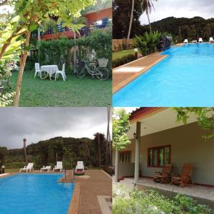 高兰Lanta Wanida Resort的游泳池和房子照片的拼贴