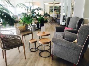 帕尔马海滩Hotel Vista Odin的一间配有沙发、桌椅和植物的商店