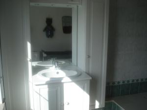 Haaltert穆森泽勒住宿加早餐旅馆的浴室设有白色水槽和镜子
