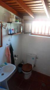 上布雷尼亚Casa Grøn的一间带卫生间和水槽的浴室
