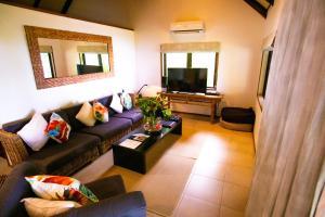 Qamea卡米亚Spa度假酒店的带沙发和电视的客厅