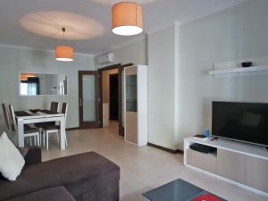 拉戈斯B03 - Luxury 2 Bed Lagos Marina的带沙发、电视和桌子的客厅
